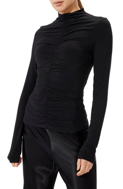 Sophie Rue Viola Ruched Funnel Neck Top In Black