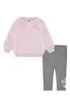 Nike Babies' Sparkle Fleece Sweatshirt & Leggings Set In Charcoal Heather