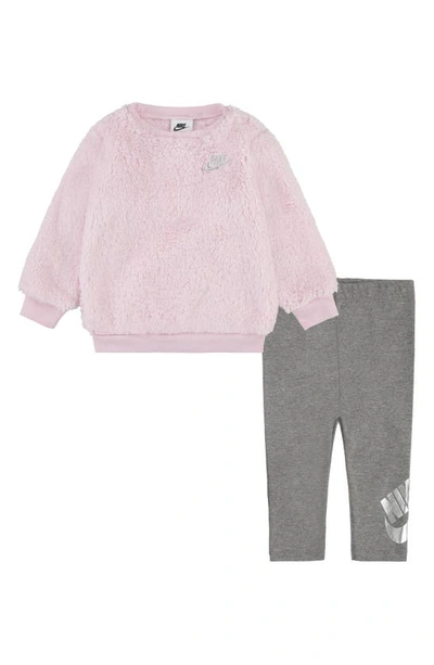Nike Babies' Sparkle Fleece Sweatshirt & Leggings Set In Charcoal Heather