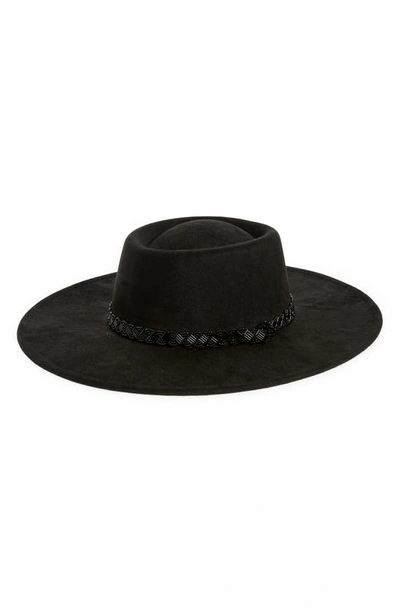 Treasure & Bond Faux Suede Boater Hat In Black