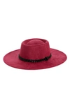 Treasure & Bond Faux Suede Boater Hat In Burgundy Combo
