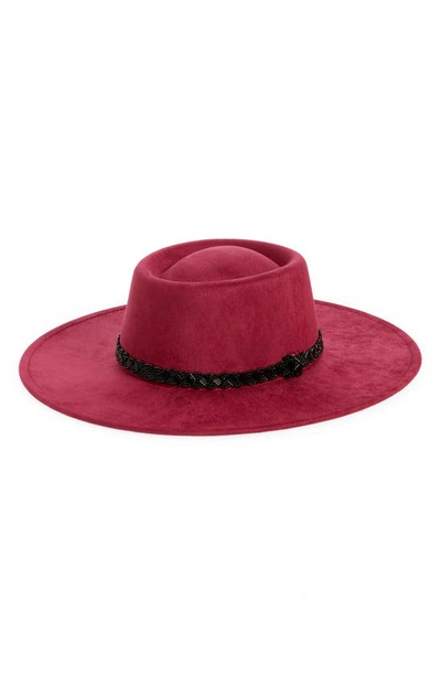 Treasure & Bond Faux Suede Boater Hat In Burgundy Combo