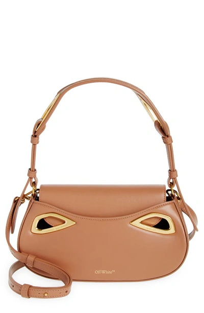 Off-white Clam Calfskin Leather Shoulder Bag In Beige