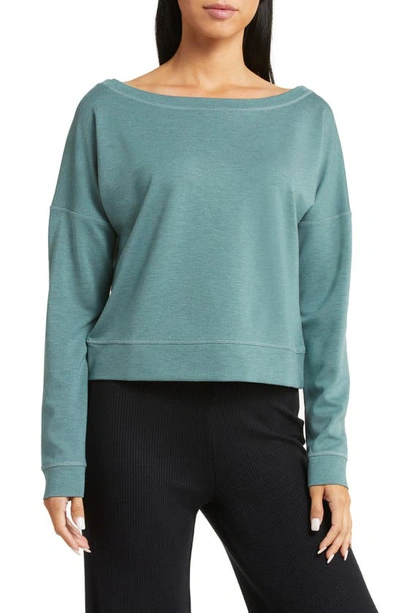 Travismathew Portugal Boat Neck Sweatshirt In Heather North Atlantic