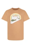 Nike Kids' Wilderness Futura Logo Graphic T-shirt In Amber/ Brown