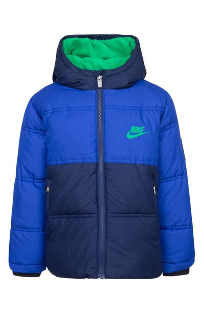 Nike Colourblock Puffer Little Kids Jacket In Blue