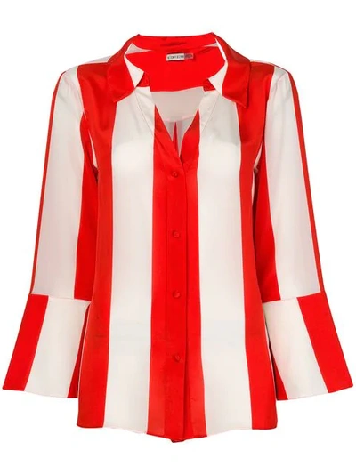 Alice And Olivia Striped Fitted Shirt In P981 Red / White