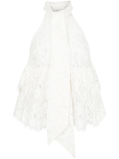 Ganni Eyelash Lace Halterneck Top - White