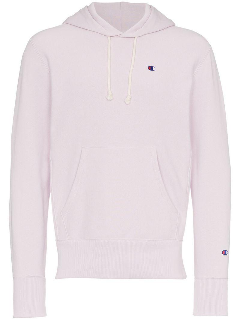 Champion Reverse Weave Hoodie With Small Logo In Lilac Purple In Pink