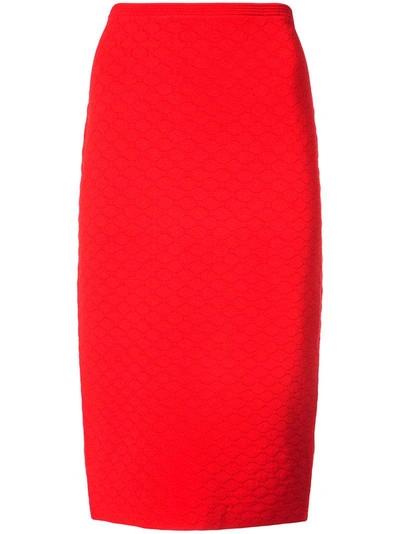 Diane Von Furstenberg Textured Pencil Skirt In Red