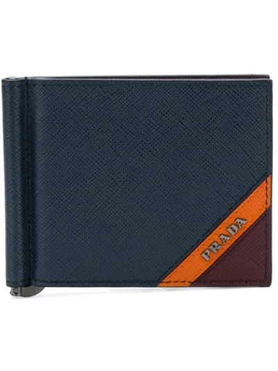 Prada Panelled Card Holder - Blue