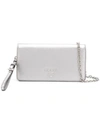 Prada Mini Saffiano Chain Wallet - Grey