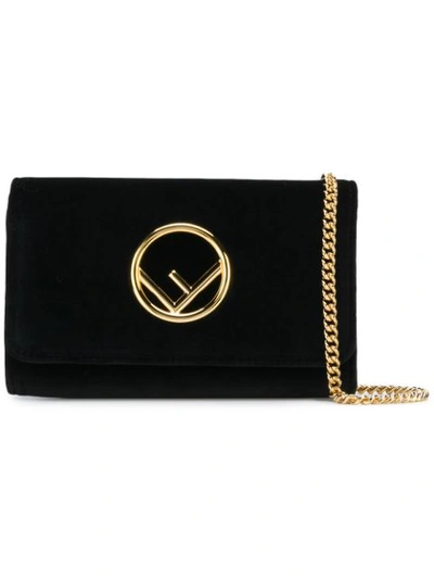 Fendi Black Velvet Wallet On Chain Mini Bag