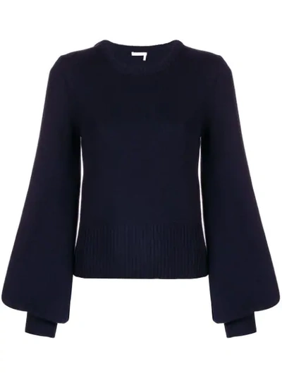 Chloé Puff-sleeve Sweater In Blue