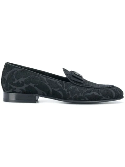 Dolce & Gabbana Lucas Jacquard Slippers In Black