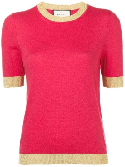 Gucci Crew Neck Knitted Top - Pink
