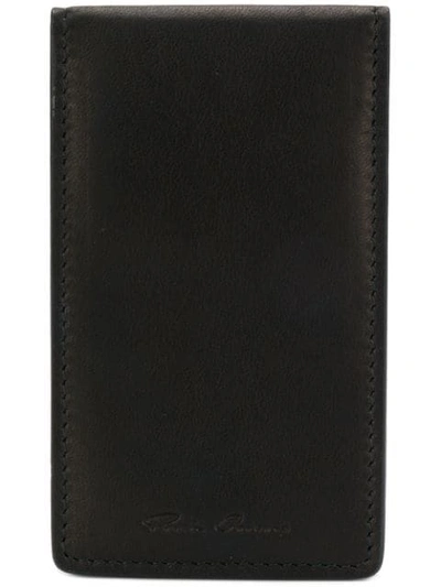 Rick Owens Leather Bi-fold Card Holder In Black