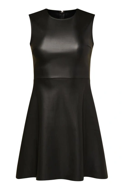 Weworewhat Faux Leather Tank Skater Dress In Black