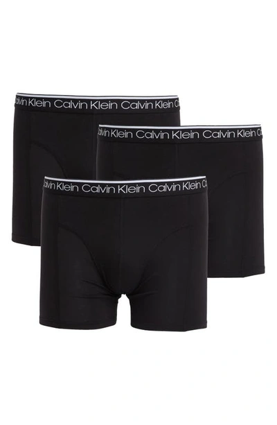 Calvin Klein 3-pack Stretch Cotton Boxer Briefs In Ub1 Black