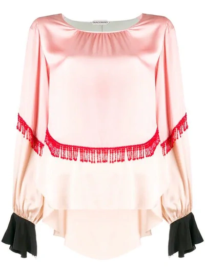 Giacobino Fringe And Frill Trim Blouse In Pink