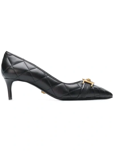 Versace Quilted Icon Pumps In K41t Nero Oro