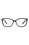 Prada 57mm Rectangular Optical Glasses In Black