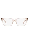 Prada 55mm Rectangular Optical Glasses In Pink