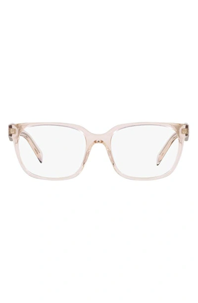 Prada 55mm Rectangular Optical Glasses In Pink