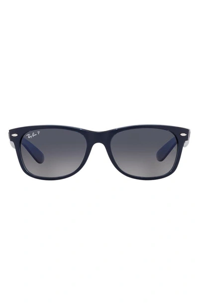 Ray Ban 55mm Gradient Polarized Square Sunglasses In Nero/blu