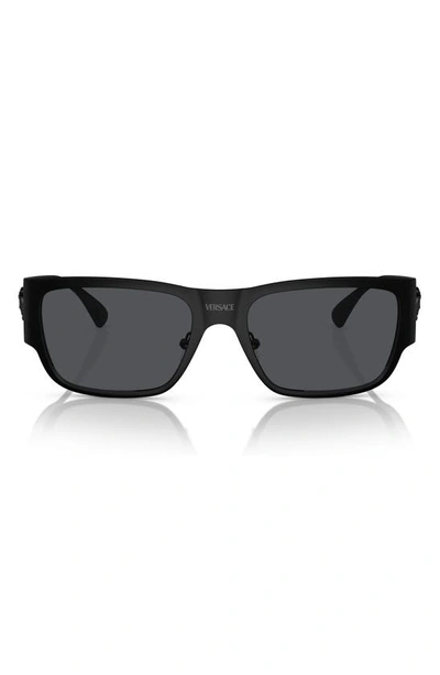 Versace 56mm Square Sunglasses In Matte Black