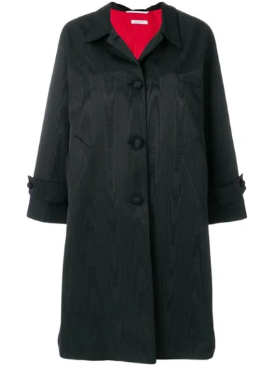 Thom Browne Moire Tracee Bow Back Overcoat In Black