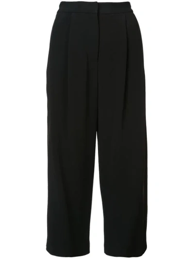 Adam Lippes Mid-rise Pleated Culottes In Black
