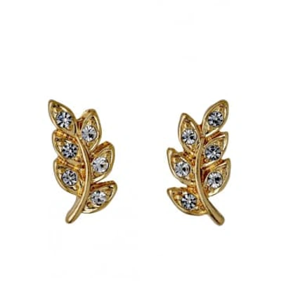 Pilgrim Imogen Crystal Leaf Earring In Gold