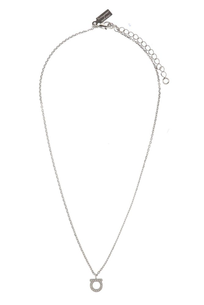 Ferragamo Gancio Crystal-embellished Necklace In Silver