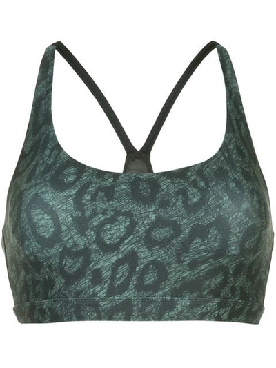 Nimble Activewear Cropped Leopard Top - Green