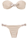 Amir Slama Knot Detail Bandeau Bikini Set - Brown
