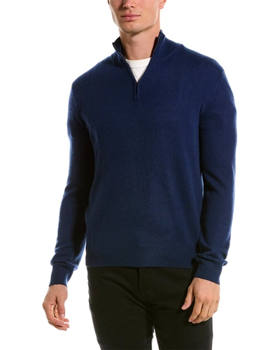 Phenix Cashmere 1/4-zip Mock Sweater In Blue