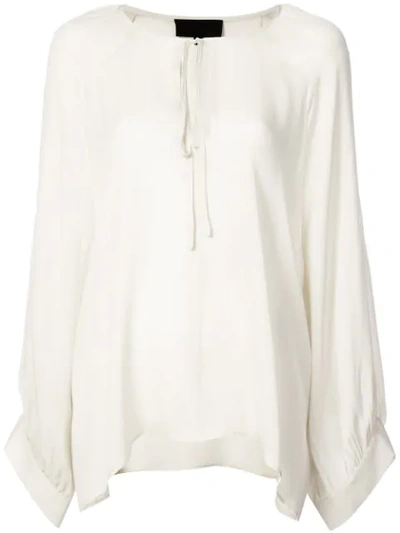 Nili Lotan Acadia Double Georgette Blouse In White