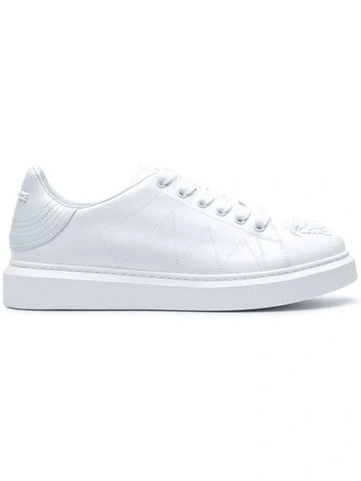 Versace Nyx Brushed-leather Sneakers In Bianco