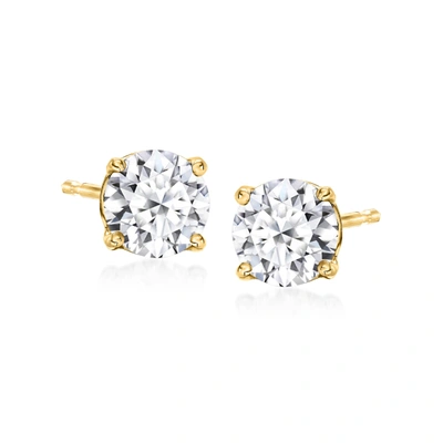 Ross-simons Lab-grown Diamond Stud Earrings In 18kt Gold Over Sterling In White