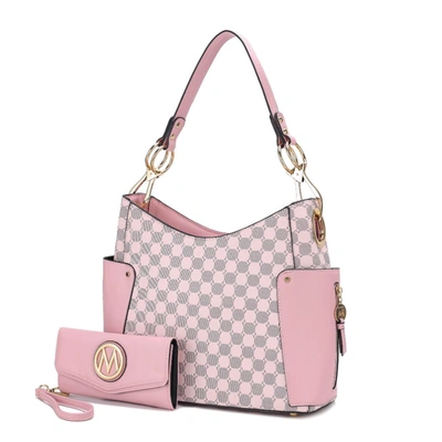 Mkf Collection By Mia K Penelope Circular Print Vegan Leather Women's Shoulder Bag Witch Matching Wallet - 2 Pieces In Pink