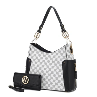 Mkf Collection By Mia K Penelope Circular Print Vegan Leather Women's Shoulder Bag Witch Matching Wallet - 2 Pieces In Black