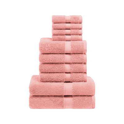 Superior Egyptian Cotton Solid 10-piece Towel Set In Pink