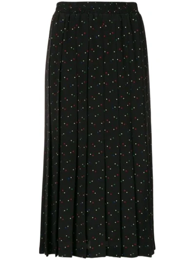 Miu Miu Pleated Star-print Skirt - Black