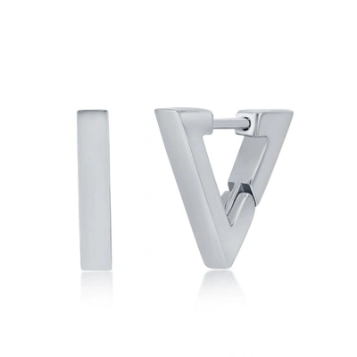 Blackjack Stainless Steel 13mm Polished Triangle Earrings - Black Plated In Silver