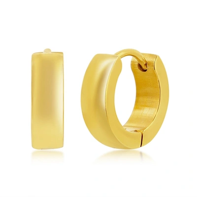 Blackjack Stainless Steel 13mm Polished Huggie Hoop Earrings - Gold Plated