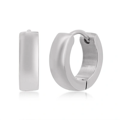 Blackjack Stainless Steel 13mm Polished Huggie Hoop Earrings - Gold Plated In Silver