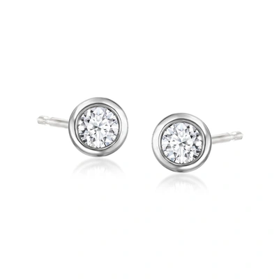 Ross-simons Bezel-set Lab-grown Diamond Stud Earrings In Sterling Silver In White