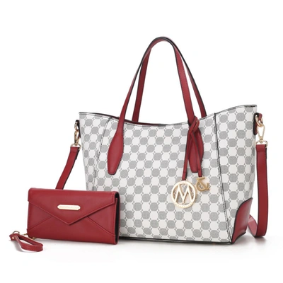 Mkf Collection By Mia K Gianna Vegan Leather Women's Tote With Matching Wallet - 2 Pieces In Red