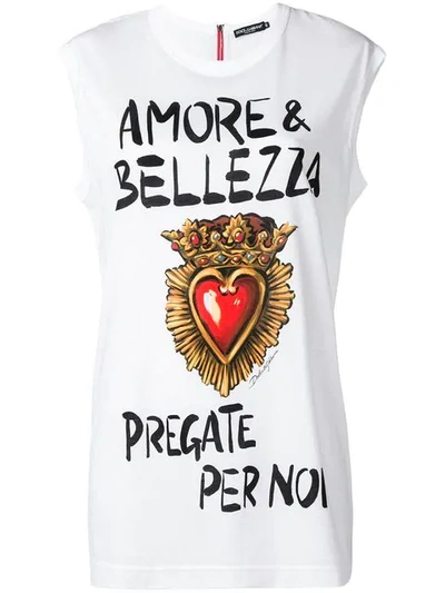 Dolce & Gabbana Printed Tank Top In White